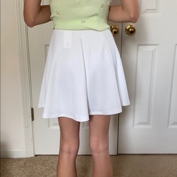 White Ribbed Skater Skirt - Picture 2 of 7